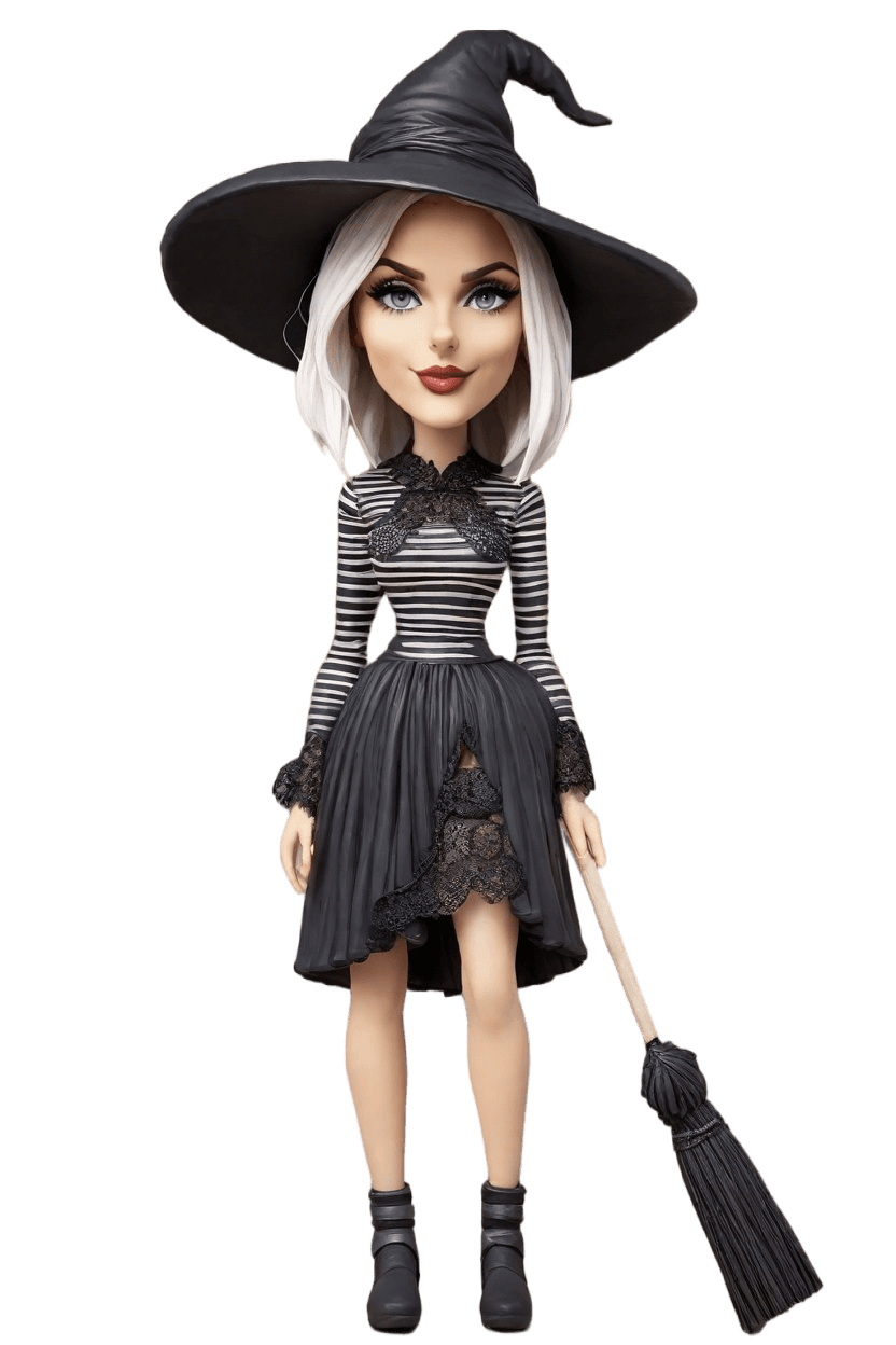 Custom Witchy Halloween Bobblehead,She Created the Ultimate Witch Bobblehead for Halloween