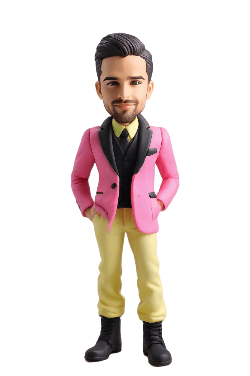 Confident Custom Bold Bobblehead,He Made His Own Stylish Bobblehead Doll!