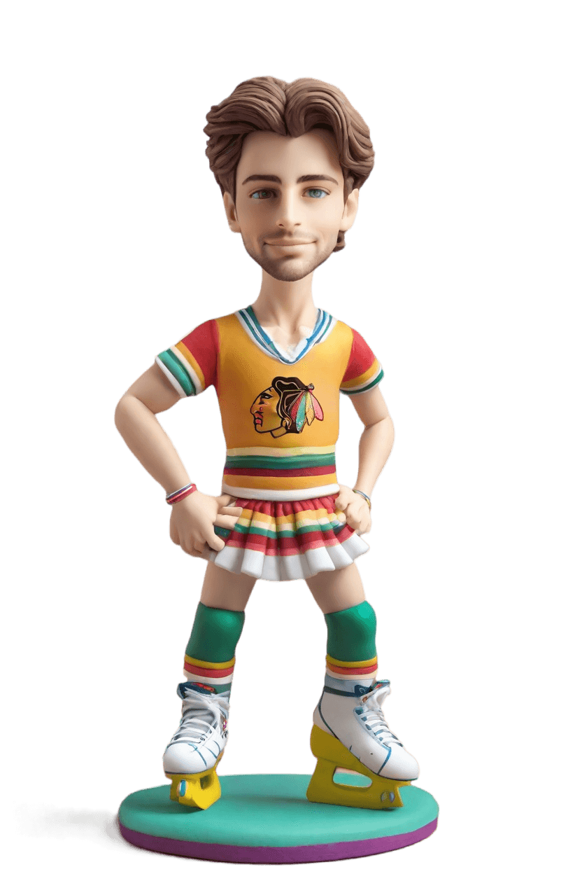 Custom Hockey Hero Bobblehead,He Slays the Ice in Tutu: Create Your Own Bobblehead Doll