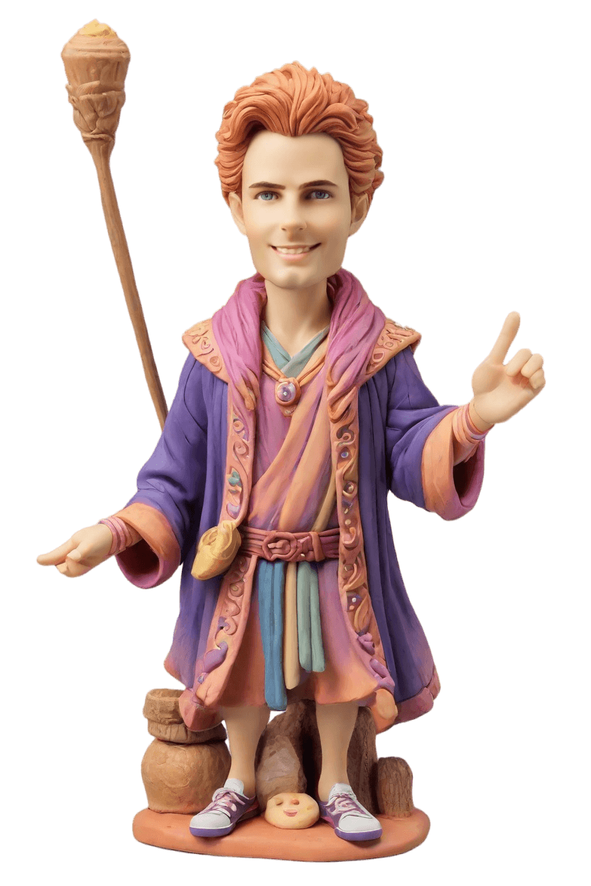 custom Wizard Wave Bobblehead,John's Magical Wand Wave Bobblehead Creation