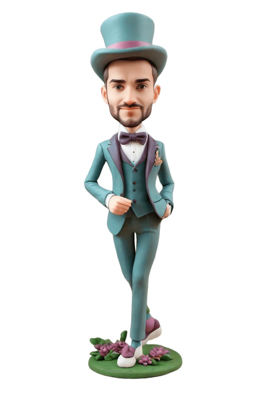Engagement Chic Custom Bobblehead,He Made His Own Bobblehead Doll for the Big Day!