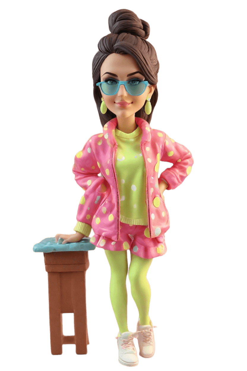Custom Cheeky Playful Bobblehead,She’s Got Swag: Create Your Own Neon-Clad Bobblehead Doll