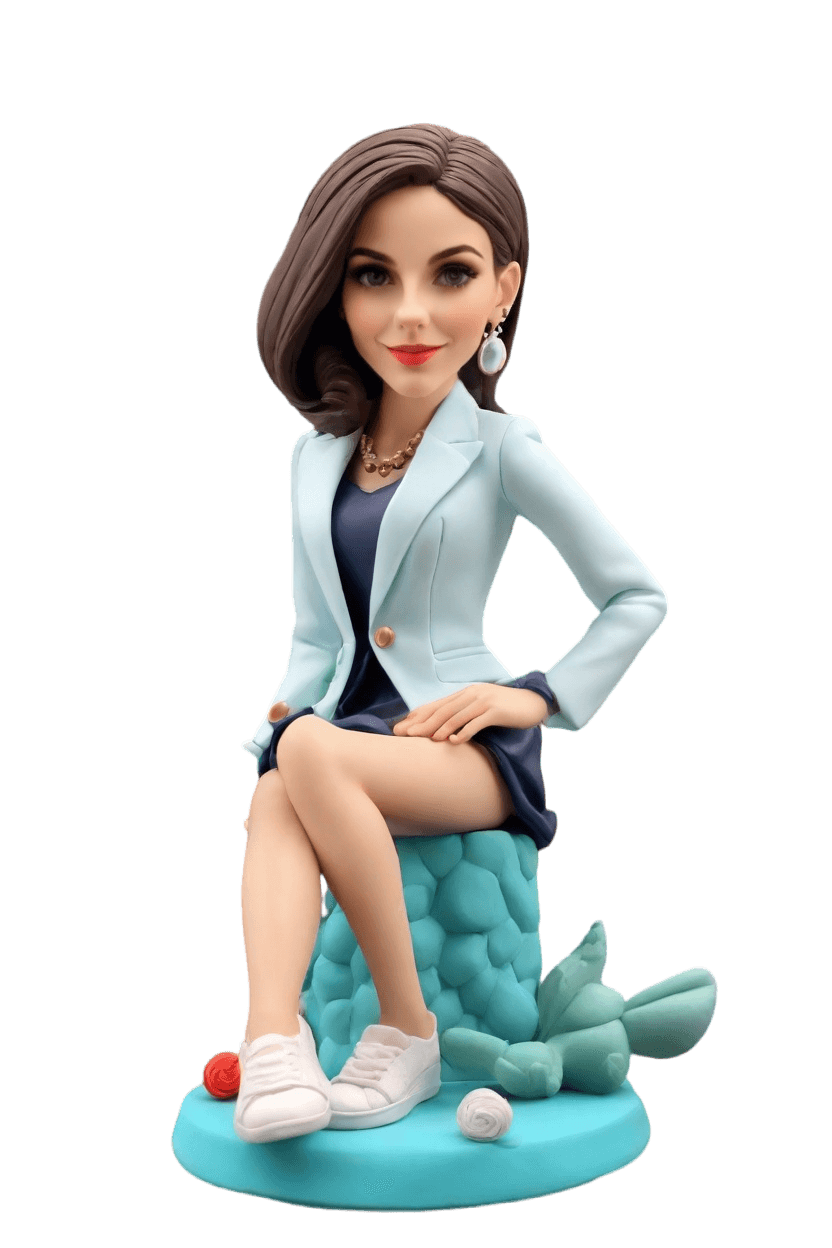 Custom Engagement Chic Bobblehead,She Just Created Her Own Playful Engagement Bobblehead! 🎉