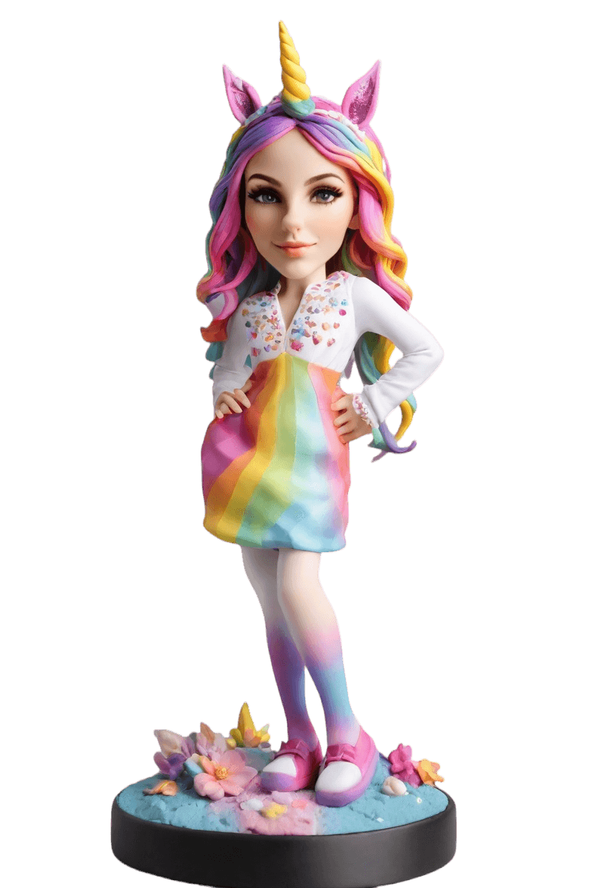 Custom Unicorn Fantasy Sparkly bobblehead,She Created a Rainbow Unicorn Bobblehead Doll!