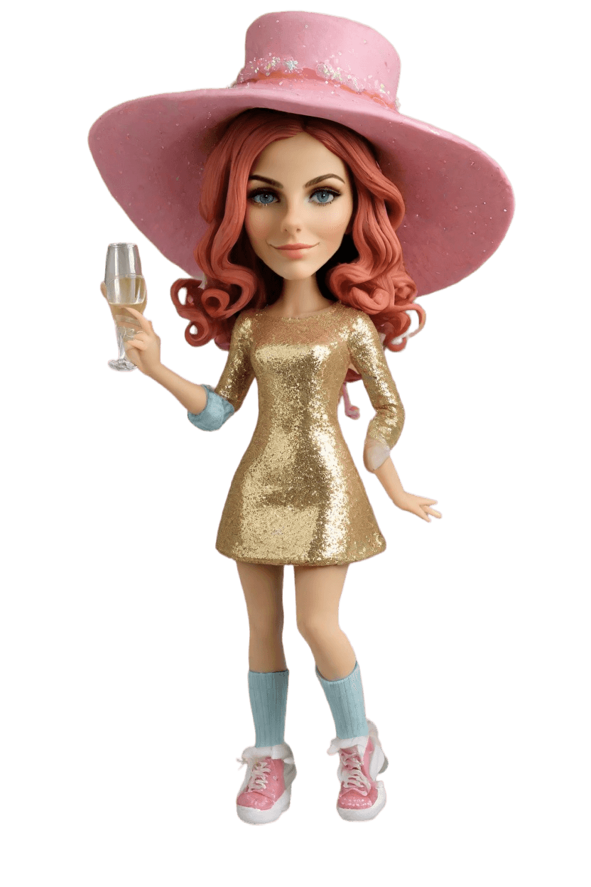custom New Year's Sparkle bobblehead,She's Unveiling Her New Year's Make Your Own Bobblehead Doll