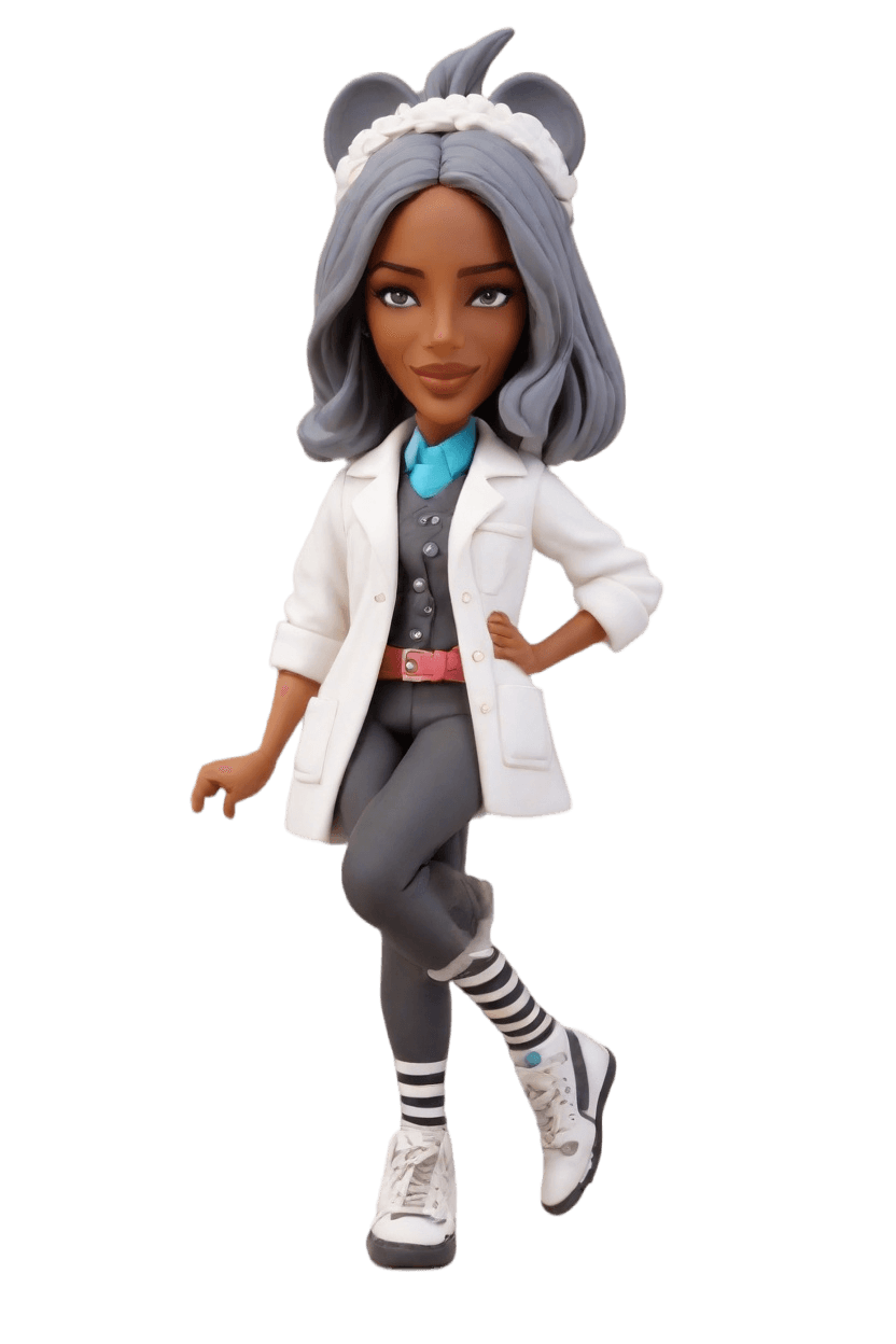 Custom Teacher Chic Bobblehead,She Created a Chic Lab Coat Bobblehead!