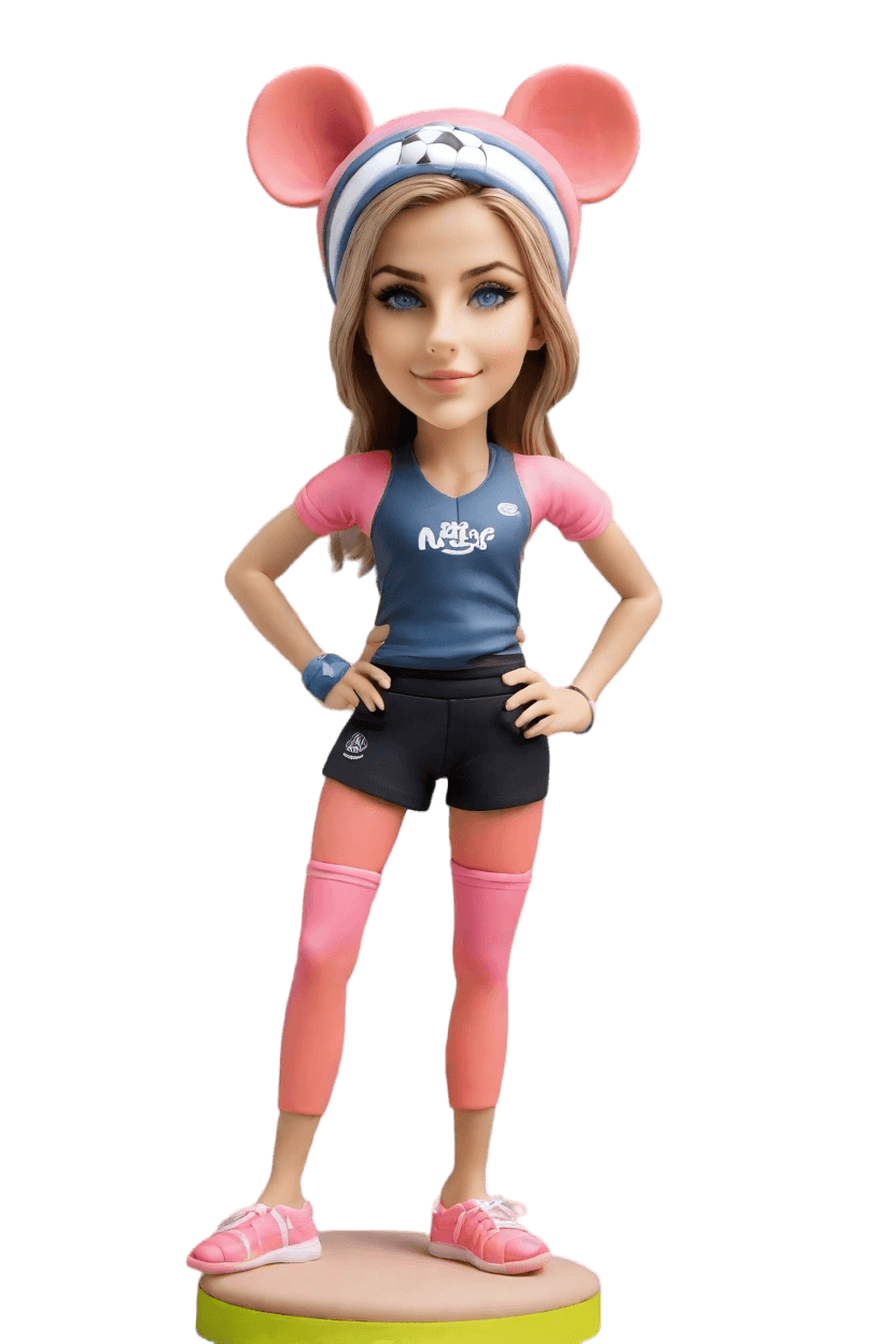 Soccer Star Custom Playful Bobblehead,She's Kicking Goals and Winks: Create Your Own Bobblehead Doll