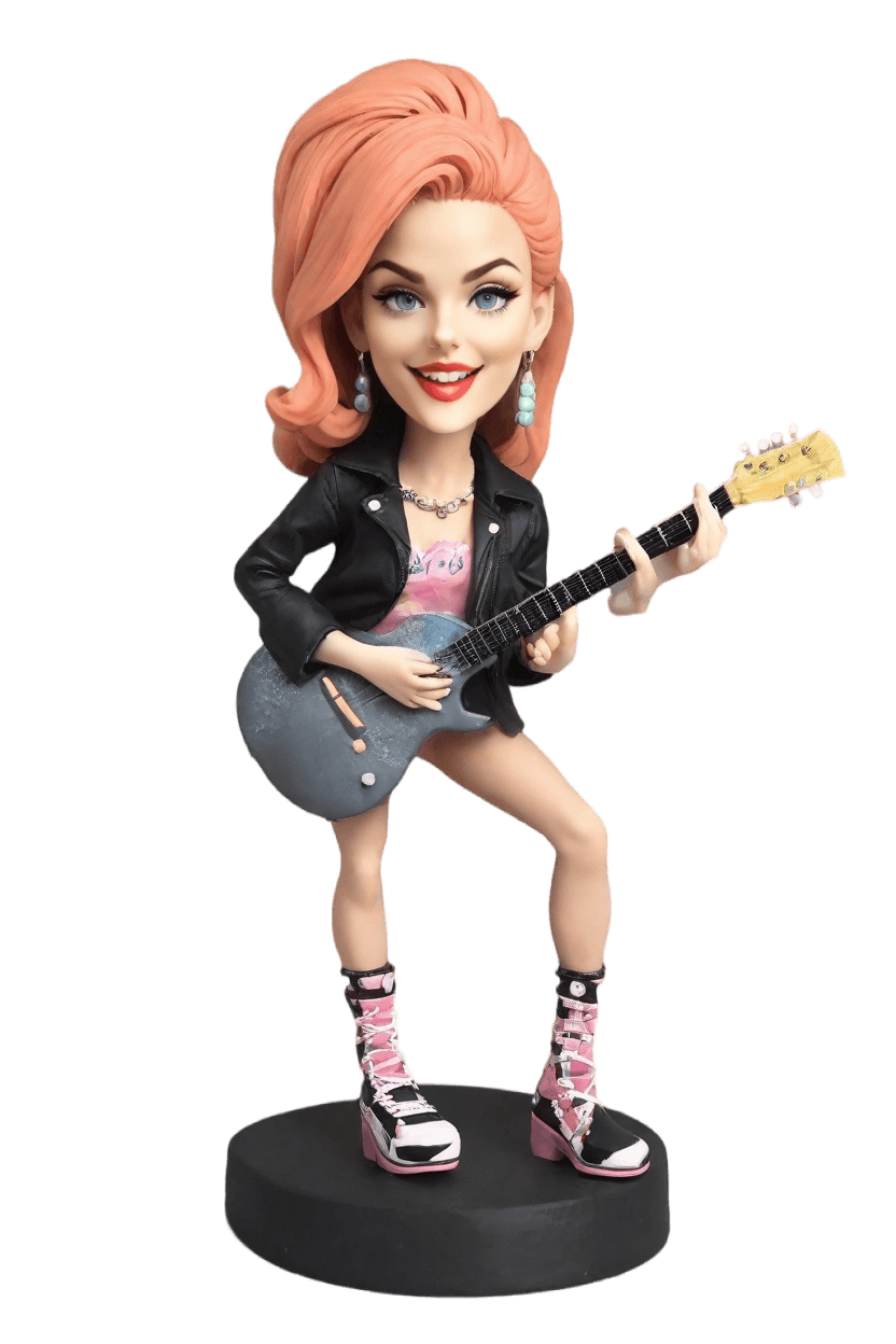 custom Rock Star Figurine Bobblehead,She's Strumming Her Way to Fame: Make Your Own Bobblehead Doll