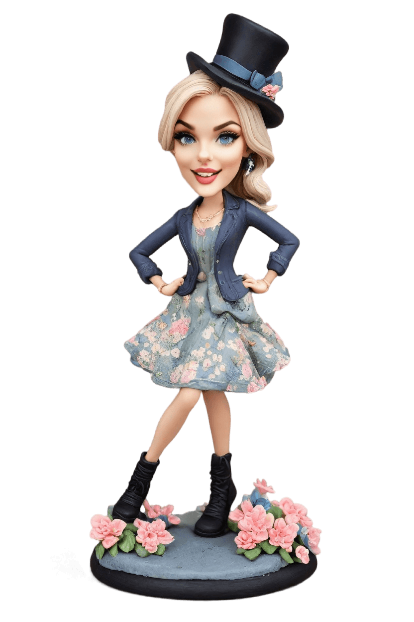 Custom Casual Fun Bobblehead,She Created Her Own Playful Bobblehead Doll!