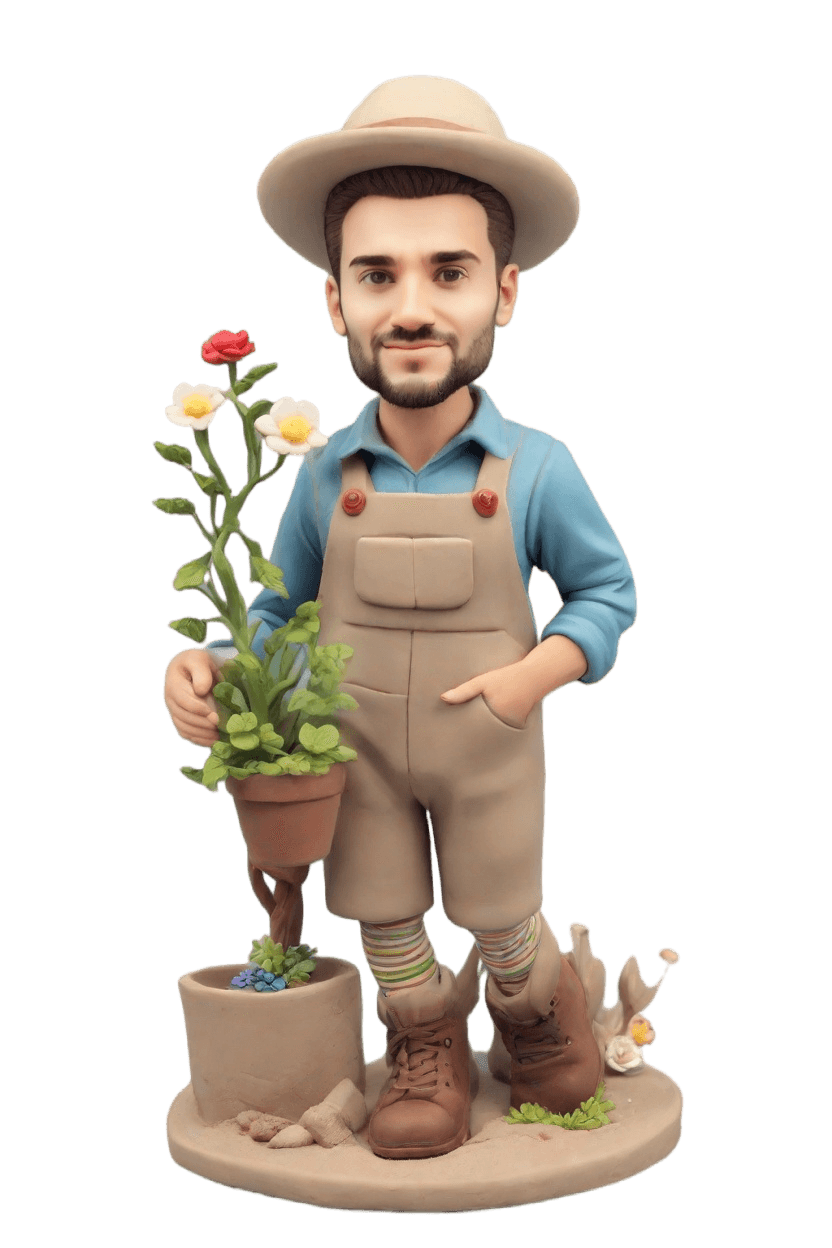 Custom Gardening Hero Bobblehead,John Shares His Unique Gardening Buddy Bobblehead