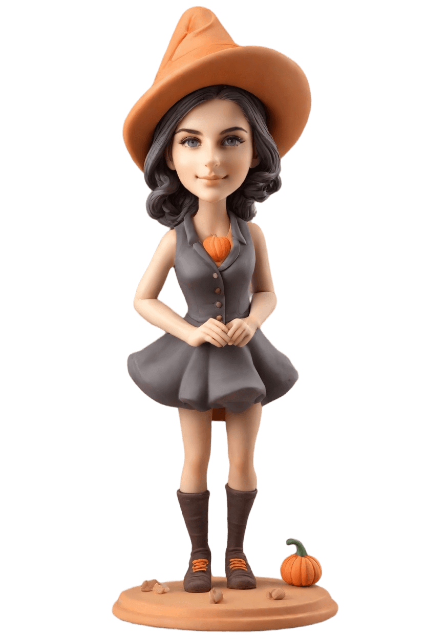 Custom Thanksgiving Playful Bobblehead,She Created a Turkey-Holding Bobblehead Doll!
