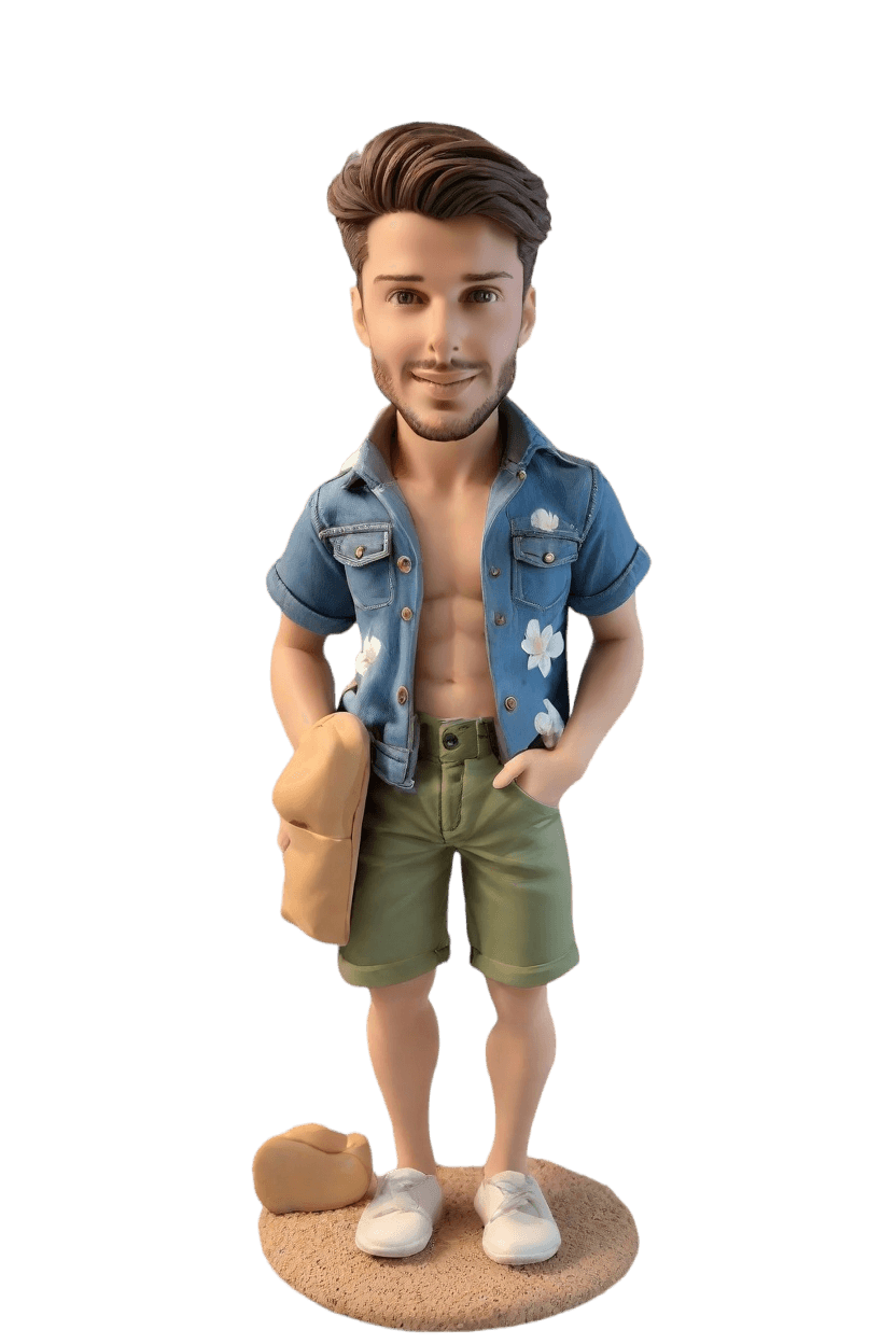 Custom Beach Vacation Bobblehead,He Made His Own Hawaiian Bobblehead Doll!