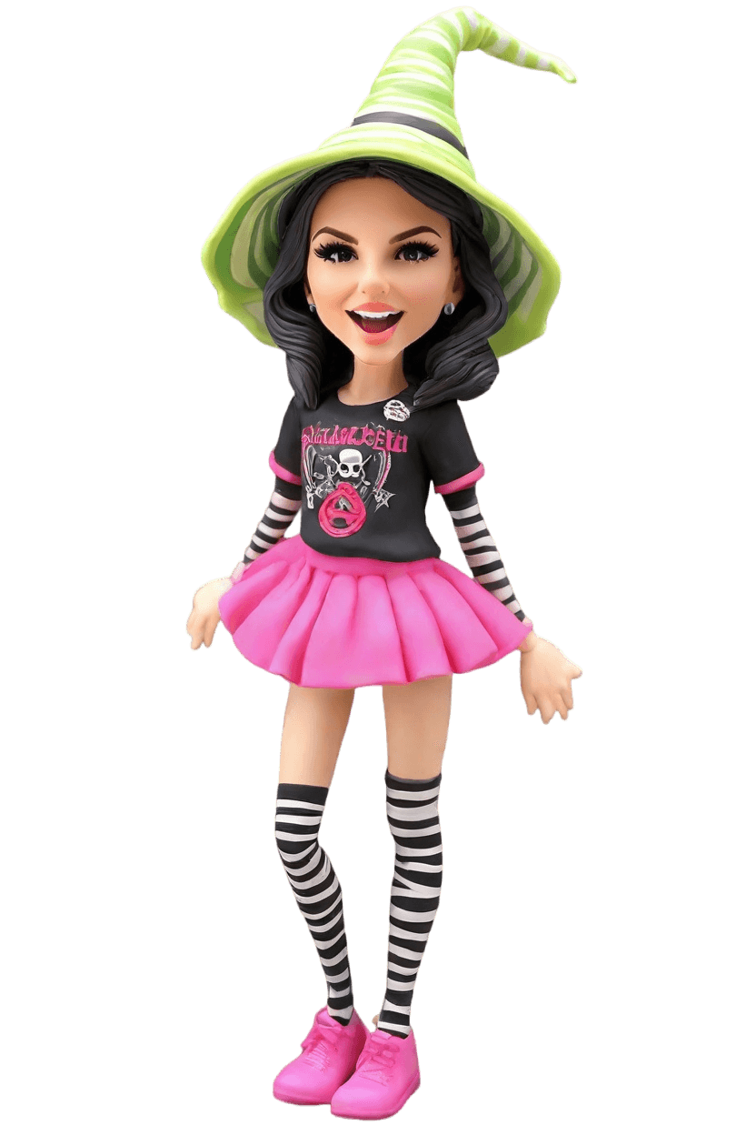 custom Halloween Punk bobblehead,She Created a Punk Witch Bobblehead Doll!