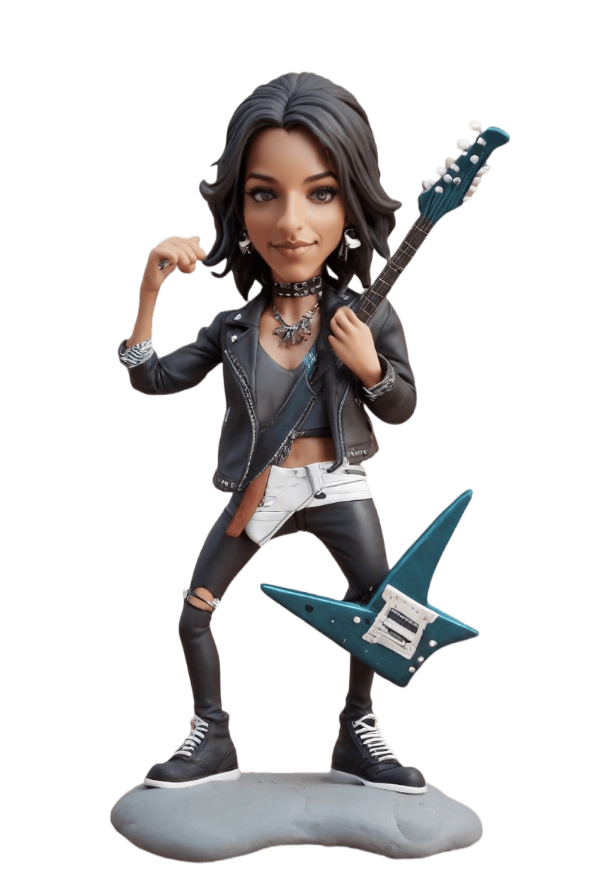 custom Rockstar Style Figurine Bobblehead,She's Making Her Own Rock Goddess Bobblehead Doll!