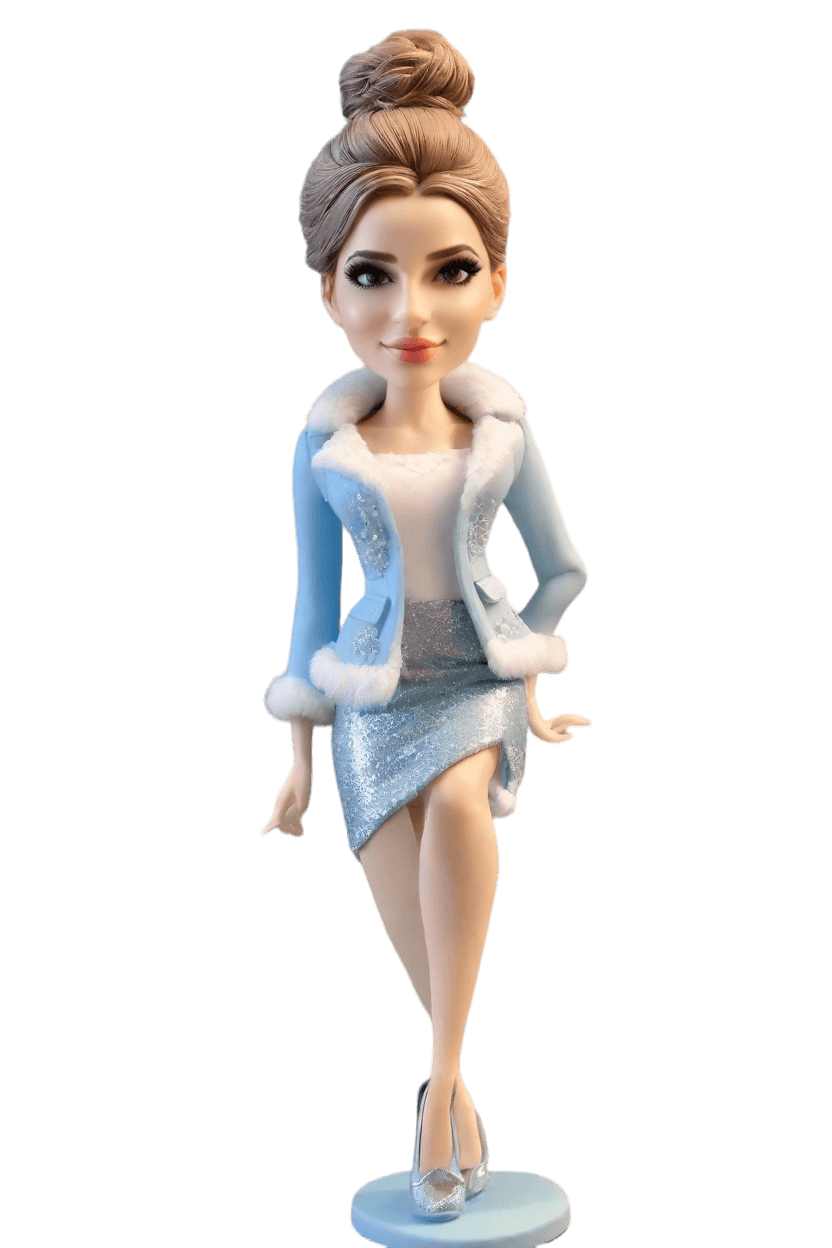 Custom Winter Wonderland Bobblehead,She Created Her Own Frosty Fashionista Bobblehead!