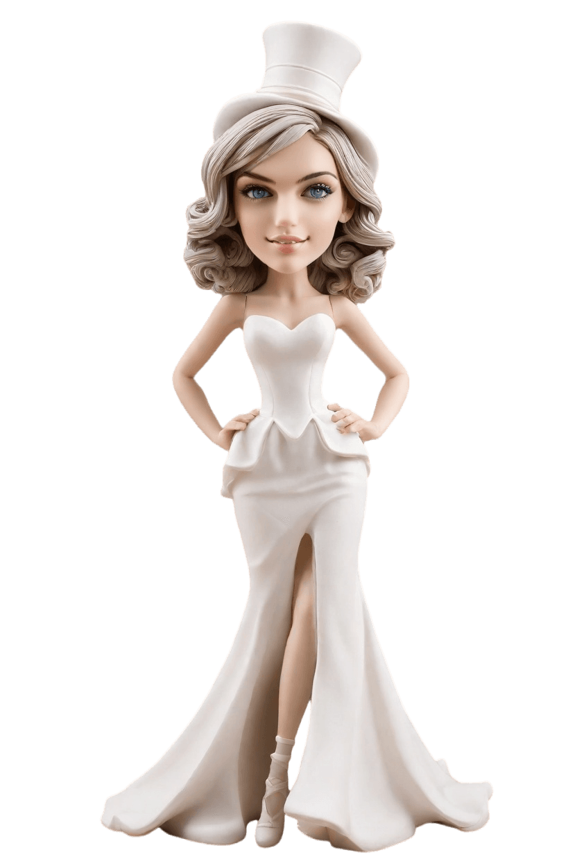 Custom Wedding Punk-Rock Bobblehead,She's Making Her Own Bobblehead Doll in a Punk-Rock Gown!