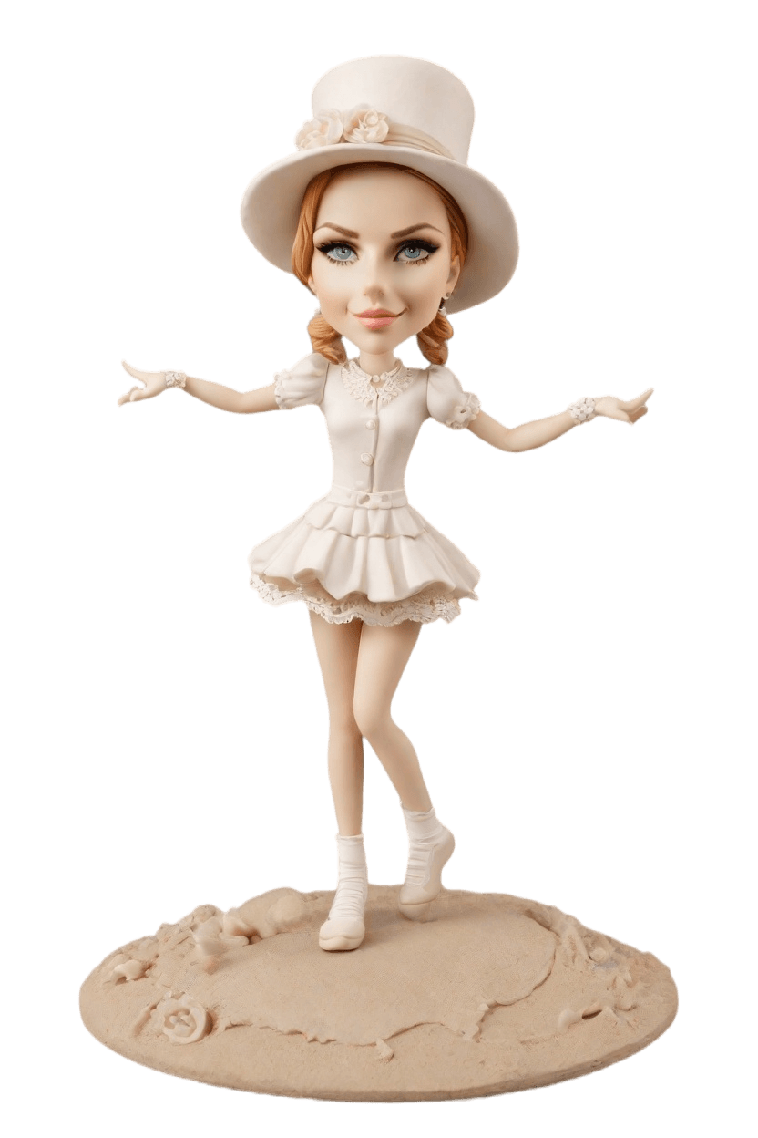 Custom Wedding Whimsical Bobblehead,She's Making Her Own Bobblehead Doll in a Vintage Lace Gown!