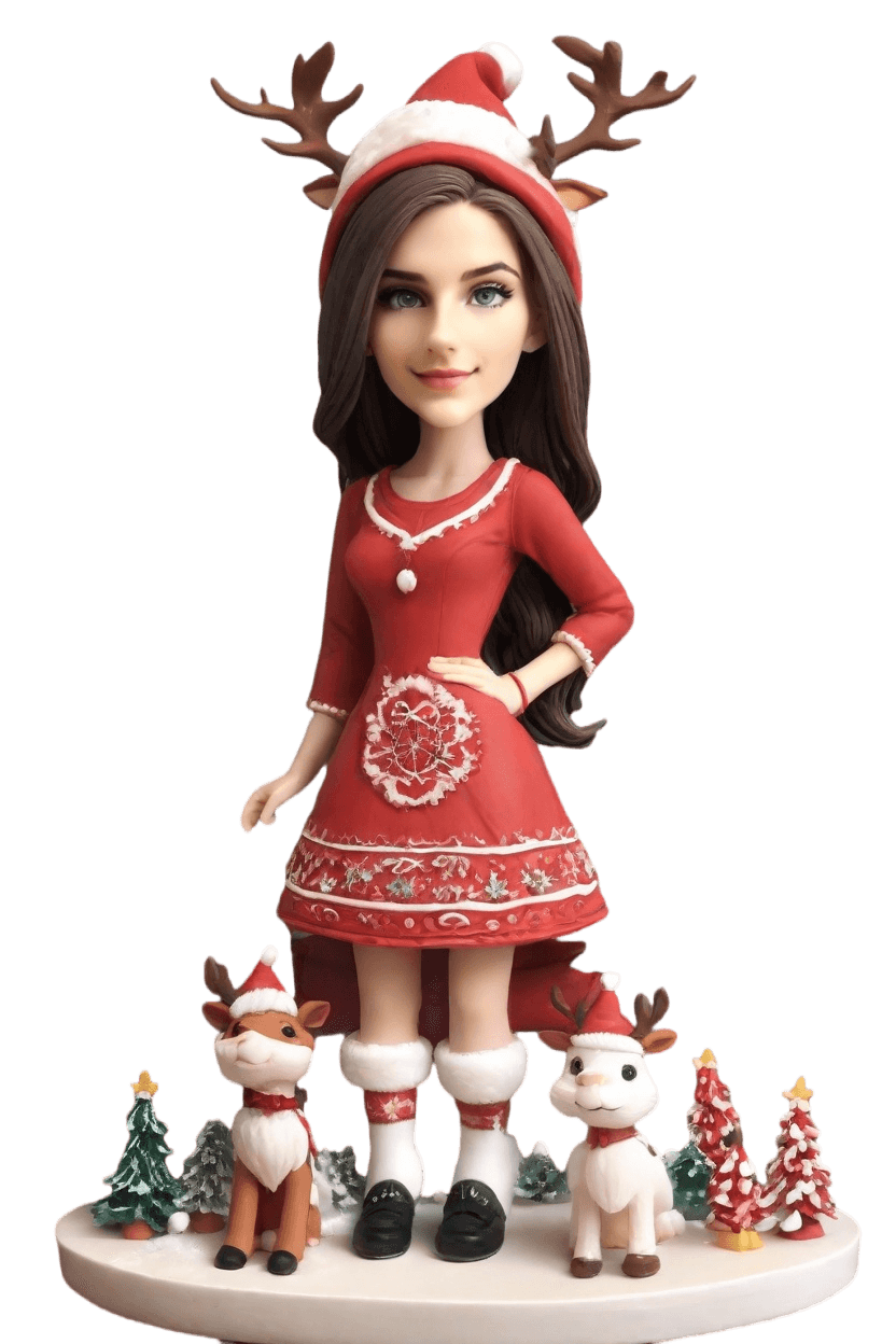 Custom Christmas Cheerful Bobblehead,She Created a Festive Bobblehead Doll!