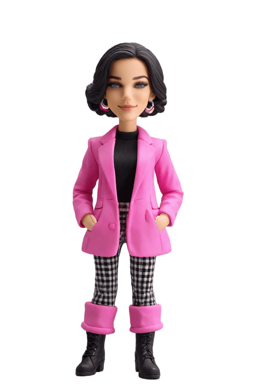 custom Empowerment Chic bobblehead,She's Striking a Neon Pink Bobblehead!