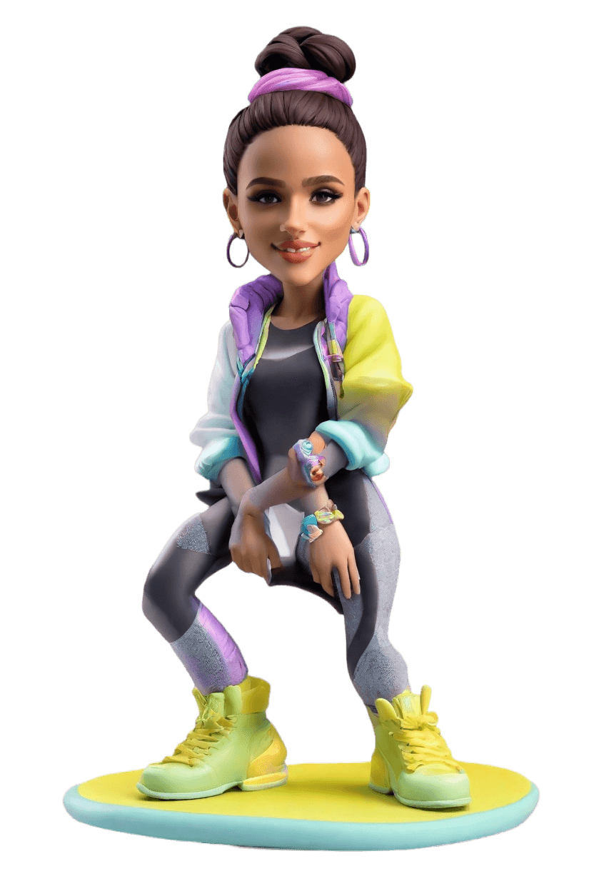 Casual Gamer Custom Bobblehead,She's Got Game: Create Your Neon Gaming Bobblehead