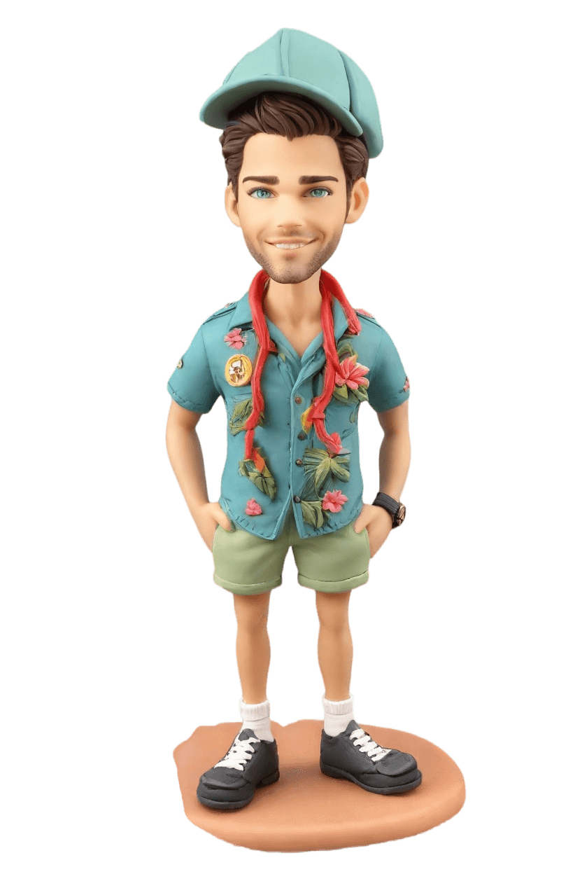 custom Travel Adventure bobblehead,John's Epic Trip: Create Your Own Bobblehead Doll