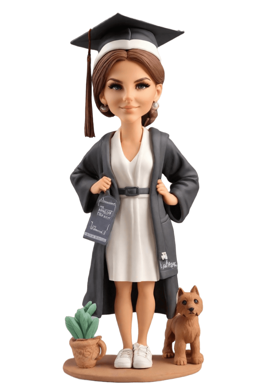 custom Graduation Chic bobblehead,She Created her Graduation Moment Bobblehead