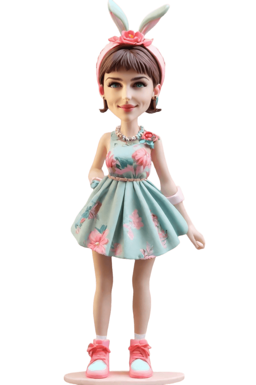 Custom Easter Cheeky Bobblehead,She’s Got the Easter Spirit: Create Your Cheeky Bunny Bobblehead