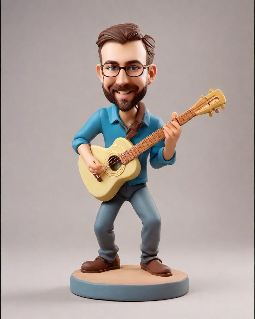 Spotlight on Uniqueness: A Music Lover's Custom Bobblehead Tale,He Played, She Laughed: Our Bobblehead Adventure in Flashing Overalls