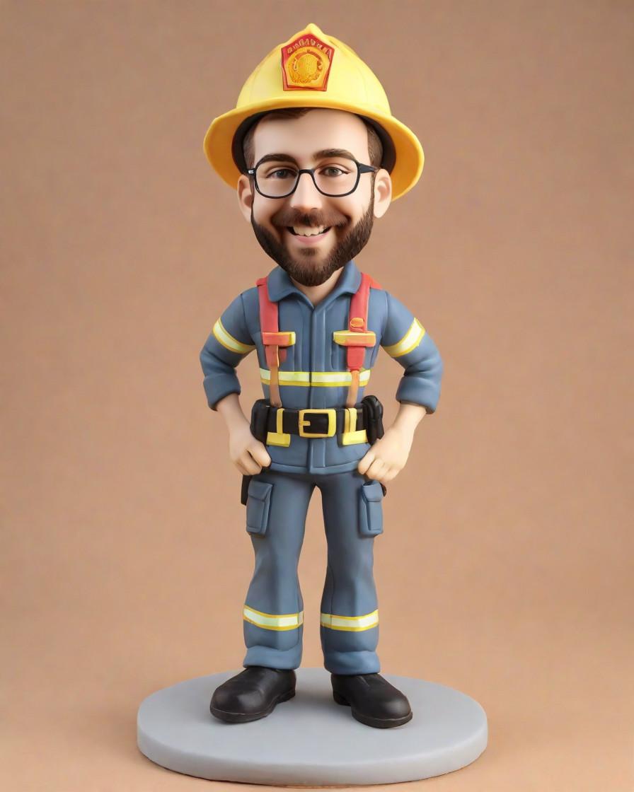 Fighting Flames with Style: Personalized Firefighter Bobbleheads for the Ultimate Hero,He's Got the Fire in His Heart: A Firefighter's Mini-Me Figurine That's Ready to Roll