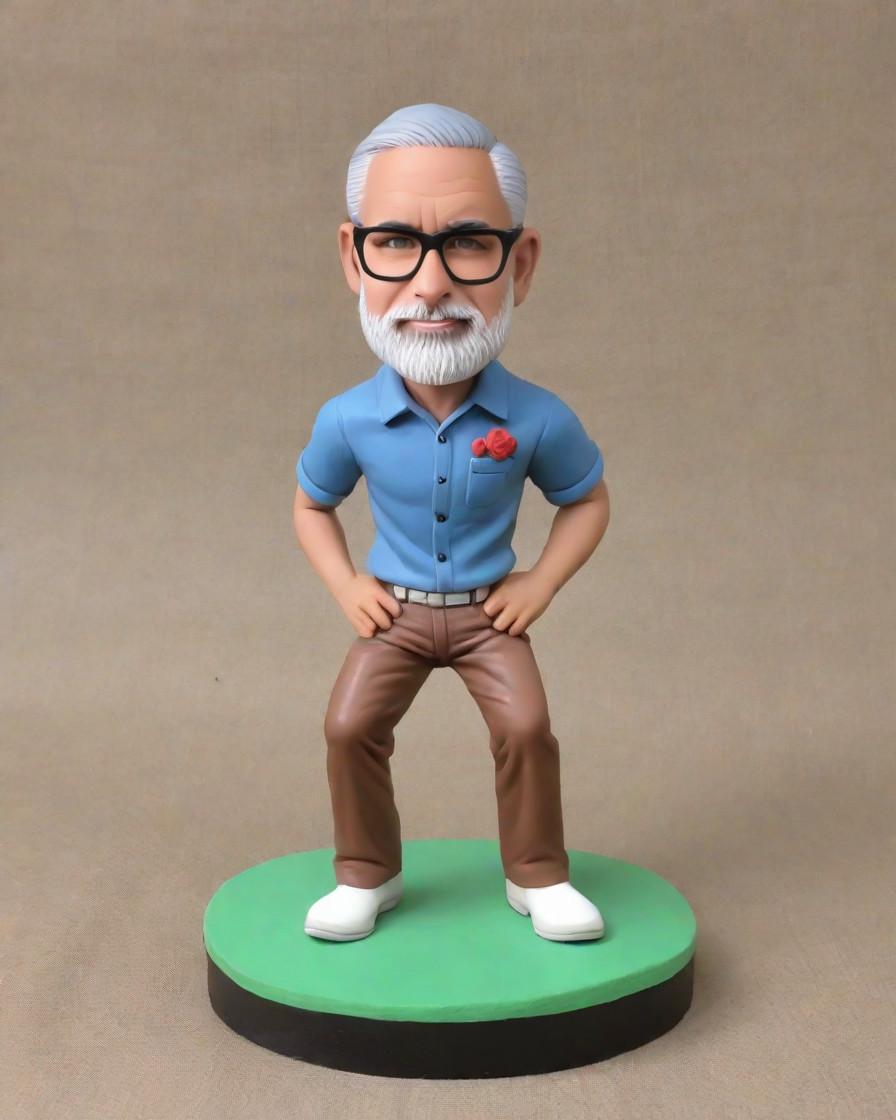 Fashion-Forward Fatherhood: Discovering the Trendy Bobblehead Statue for Dads,He's the Cool Dad in Blue: Unboxing My Dad's Personalized Bobblehead Gift