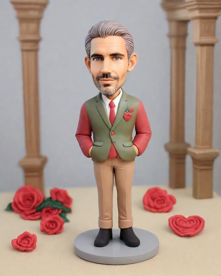 The Artistic Twist: Custom Bobbleheads in Red and Olive,He's Got the Moves: A Mini-Me for the Artist in Red and Olive