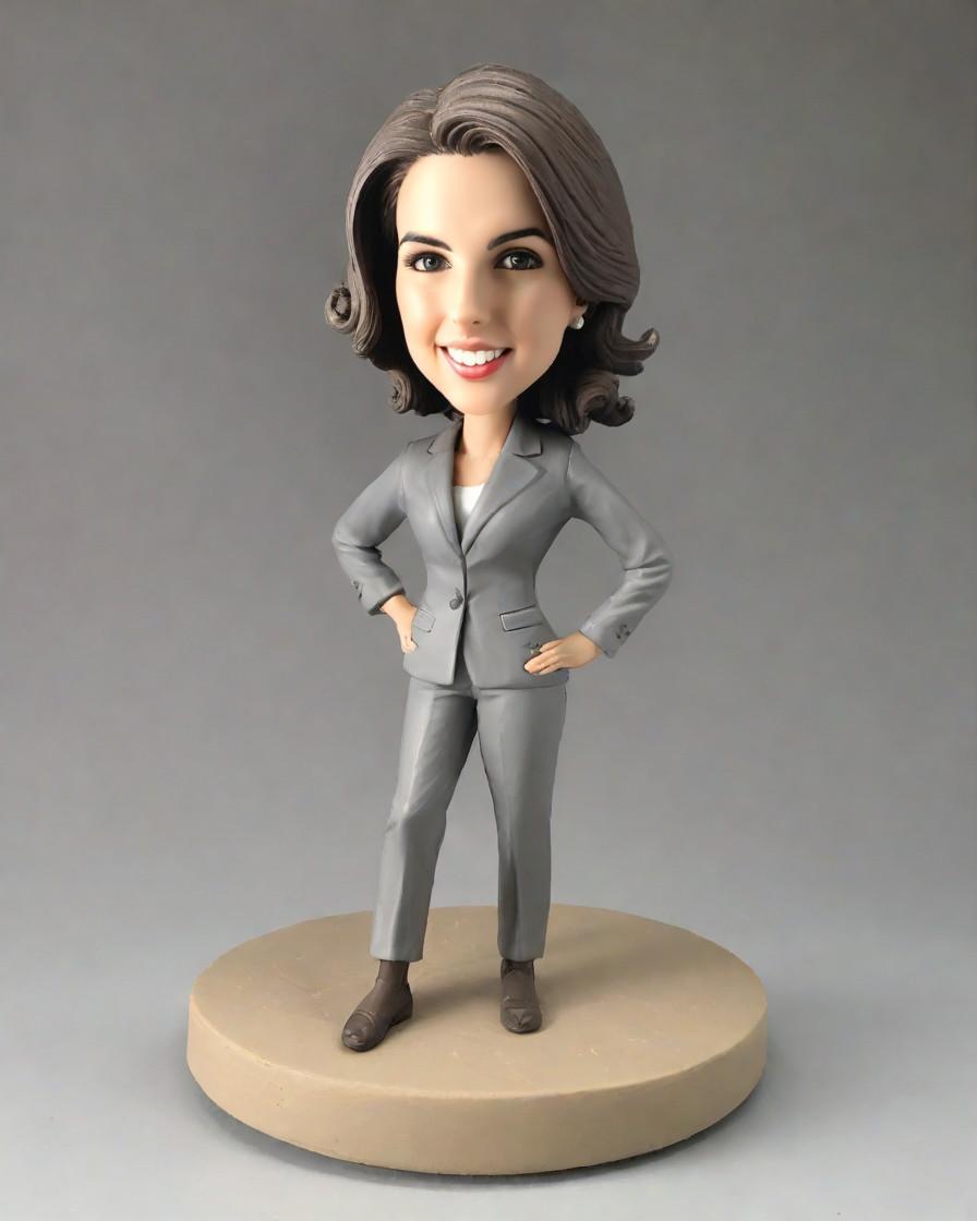 Trend Alert: The New Face of Corporate Recognition - Bobbleheads in Silver Attire,She's Got the Moves: A Silver-Suited Corporate Star's Bobblehead Journey