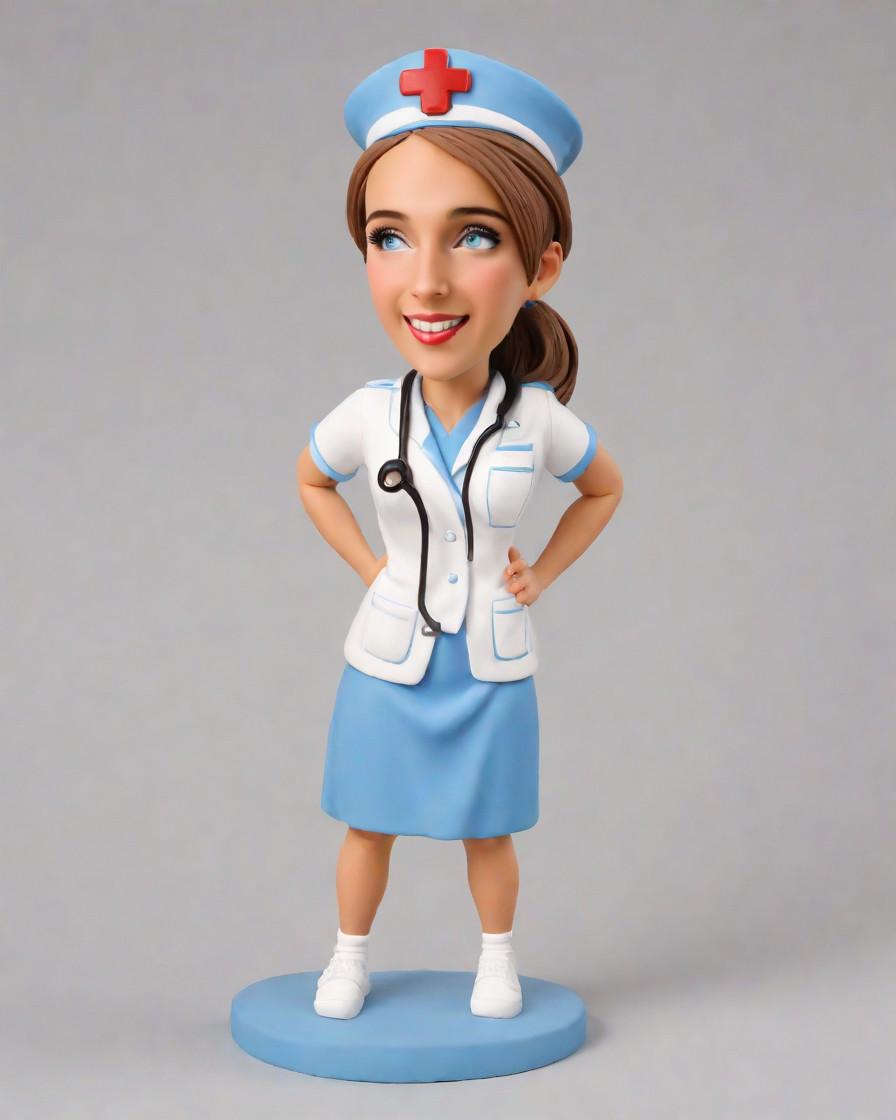From Scrubs to Stars: A Nurse's Journey with Her Custom Bobblehead,Shift Swap Surprise: A Nurse's Personalized Bobblehead Unveiling