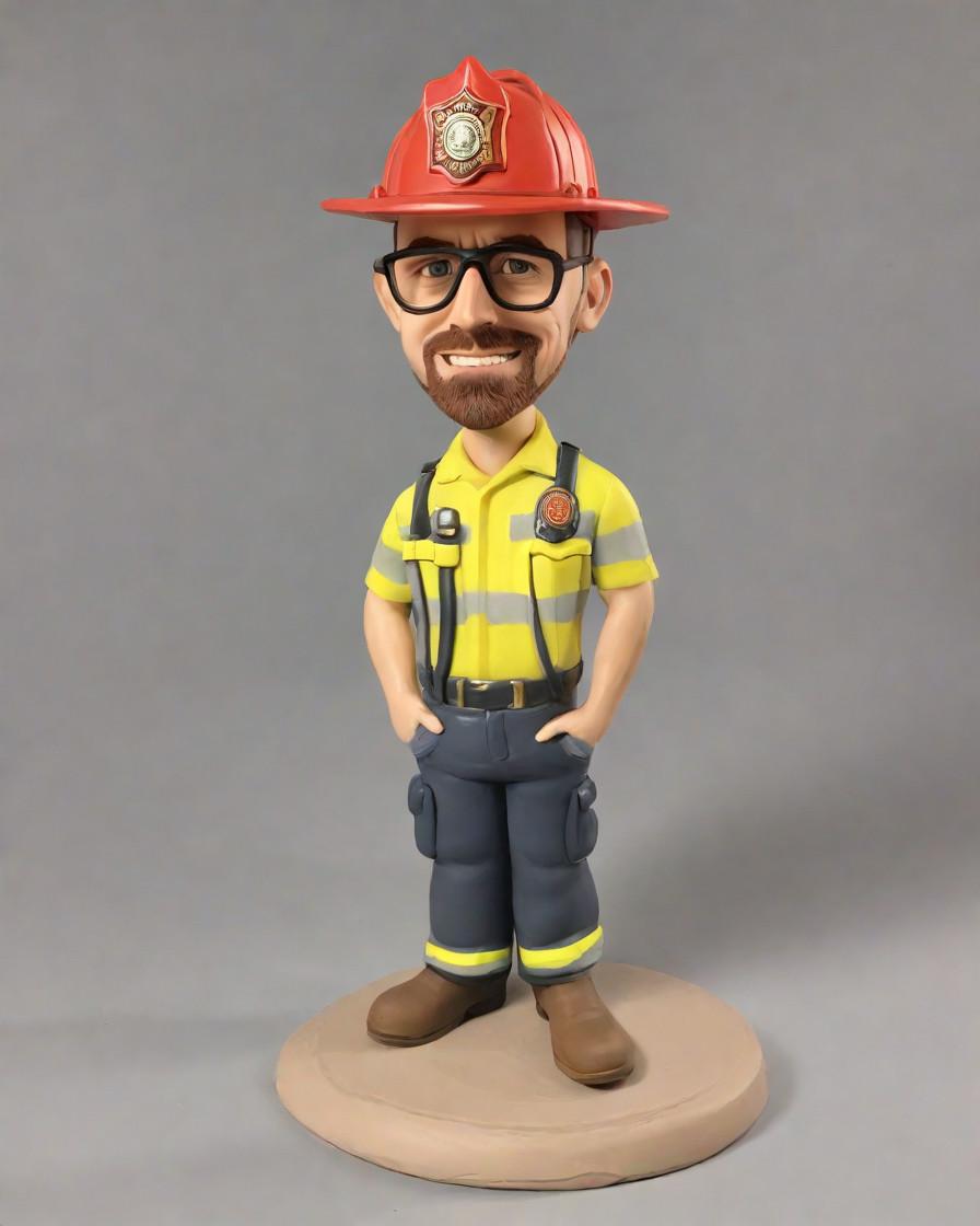 Firefighter's Day Off: The Ultimate Bobblehead Gift for the Hero Next Door,He's Always Ready: A Firefighter's Mini-Me Figurine That Captures His Bravery