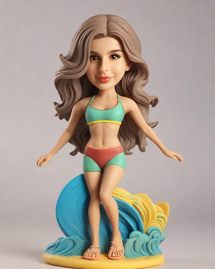 Surf's Up! Unveiling the Trendy Bobblehead Wave,Surfer's Delight: My Mini-Me on the Beach