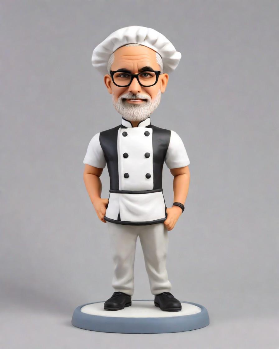Discovering the Trend: Personalized Bobbleheads as the New Chef's Fashion Statement,He's Cooking Up Joy in His Chef's Outfit: A Husband's Unique Bobblehead Figurine