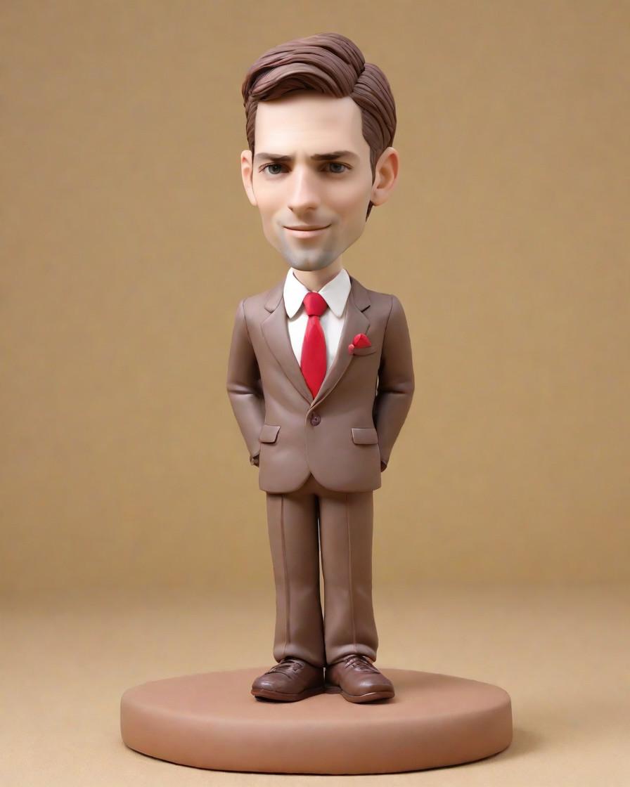 The Ultimate Formal Statement: Bow Ties, Loafers, and Mini-Me Bobbleheads,When the Suit Meets the Bobble: A Groom's Unique Wedding Day Keepsake