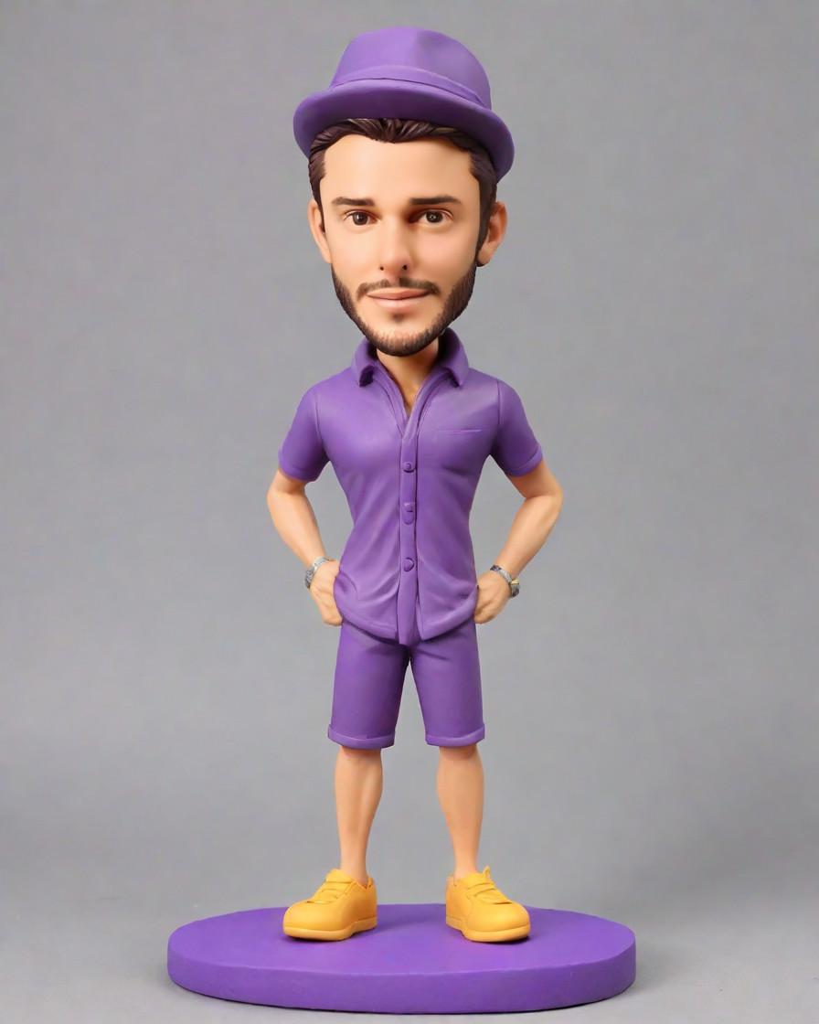 The Ultimate Fan's Guide to Personalized Bobbleheads: A Fashion Statement,He's Got Swagger in Purple: A Stylish Gentleman's Bobblehead Story