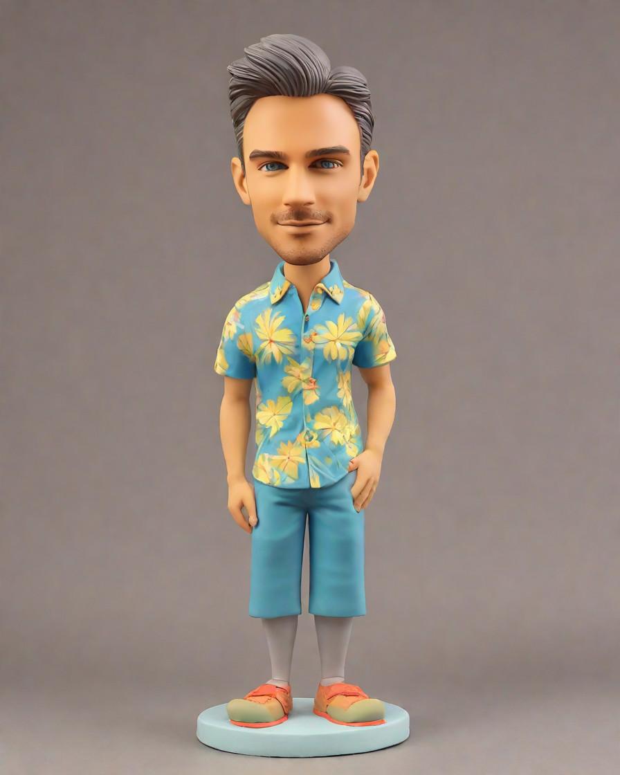 Trend Alert: Aloha Shirts and Mini-Me Figurines - The Perfect Pairing for Vacation Chic,He's Got the Aloha Spirit: A Hawaiian Getaway with Personalized Bobbleheads