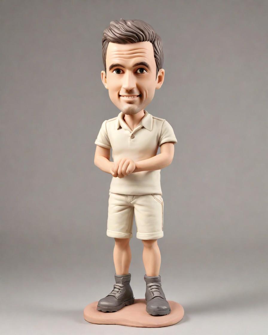 From the Heart of the Factory: A Bobblehead Tribute to the Casually Dressed Manager,He's the Boss in Khaki Shorts: A Unique Mini-Me Gift for the Casual Office Leader