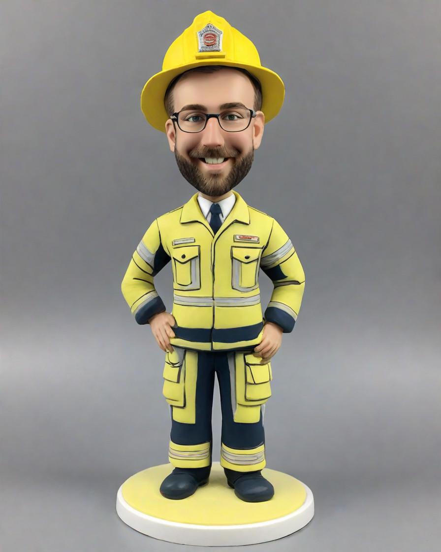 Flames of Dedication: Personalized Firefighter Bobbleheads Honoring the Brave,When He's the Hero: A Firefighter's Custom Bobblehead Gift That Tells His Story