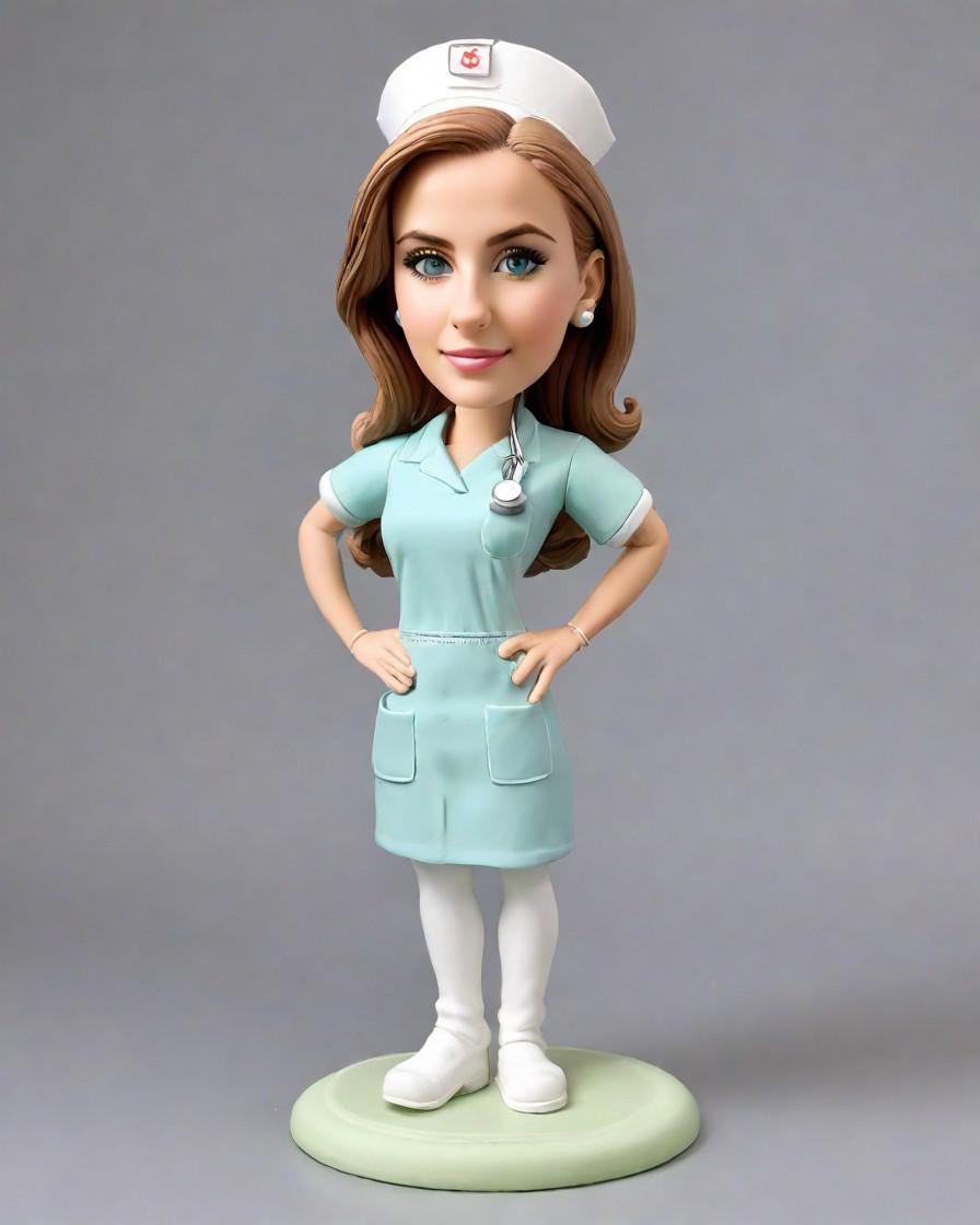 From Scrubs to Stars: A Nurse's Journey with Her Custom Bobblehead,Shift Swap Surprise: A Nurse's Personalized Bobblehead Unveiling