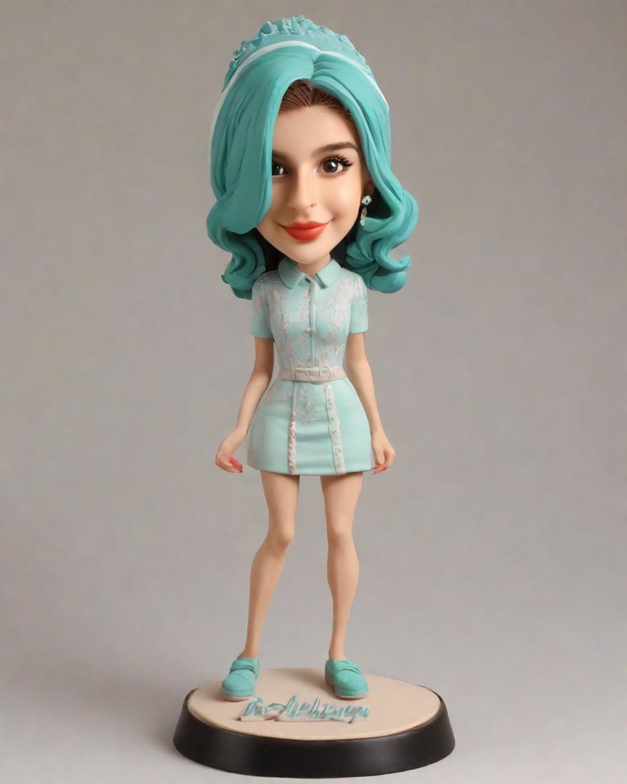 The Ultimate Playful Twist: Miniskirts and Cowboy Boots Meet Bobblehead Figurines,She's Stylin' in the Sun: A Casual Outfit Story with a Mini-Me Twist