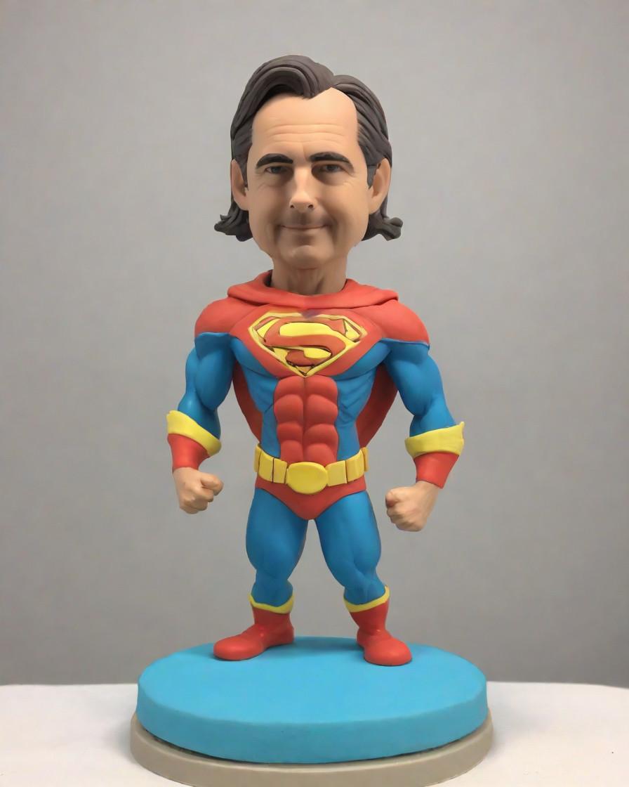 Futuristic Fashion Statement: How Business Leaders are Rocking the Superman Suit with Mini-Me Bobbleheads,From Boardroom to Superhero: A CEO's Journey with His Mini-Me Bobblehead