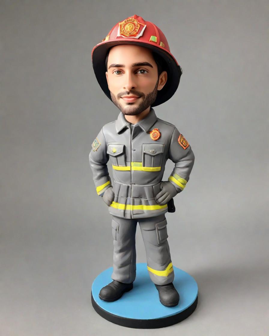 Spotlight on Customization: Firefighter Figurines That Capture Courage,He's the Real Deal: A Firefighter's Mini-Me Bobblehead Surprise!