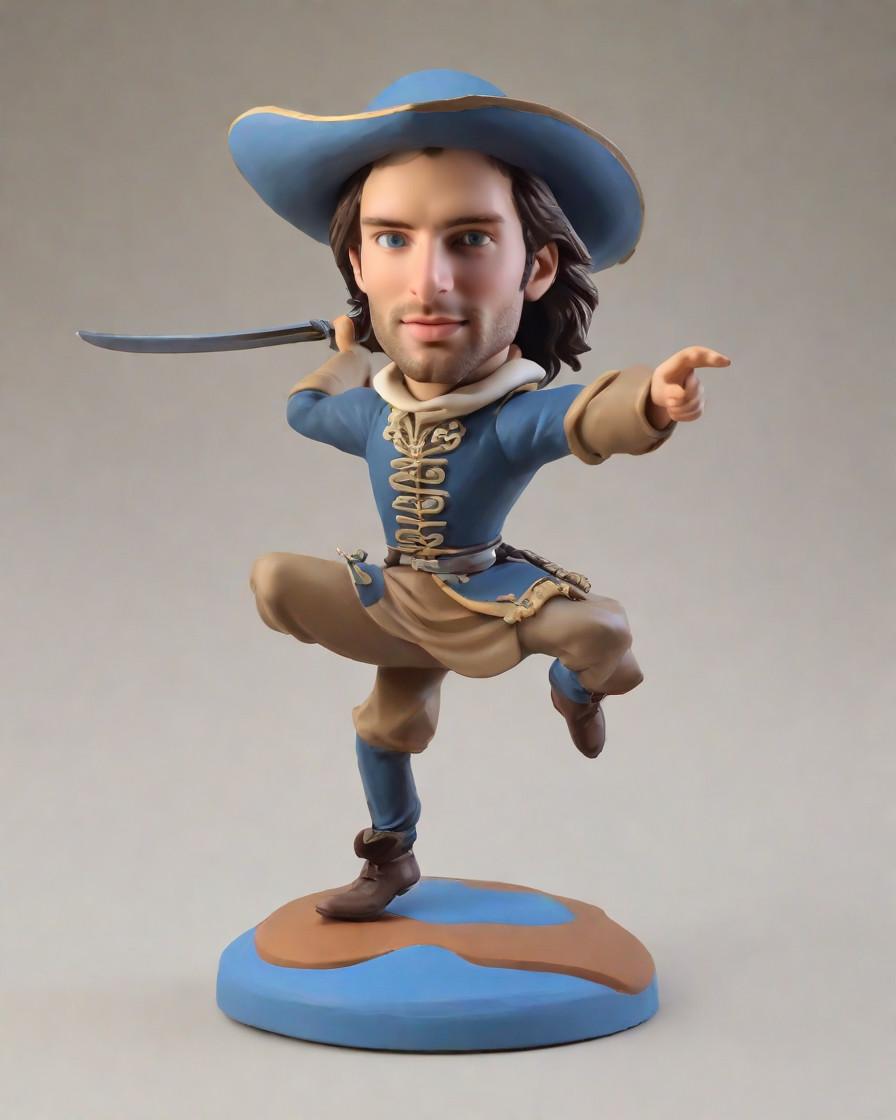 Fencing with Fashion: A Creative Take on Bobblehead Figurines,He's Got Swagger: My Mini-Me as a Dashing Musketeer