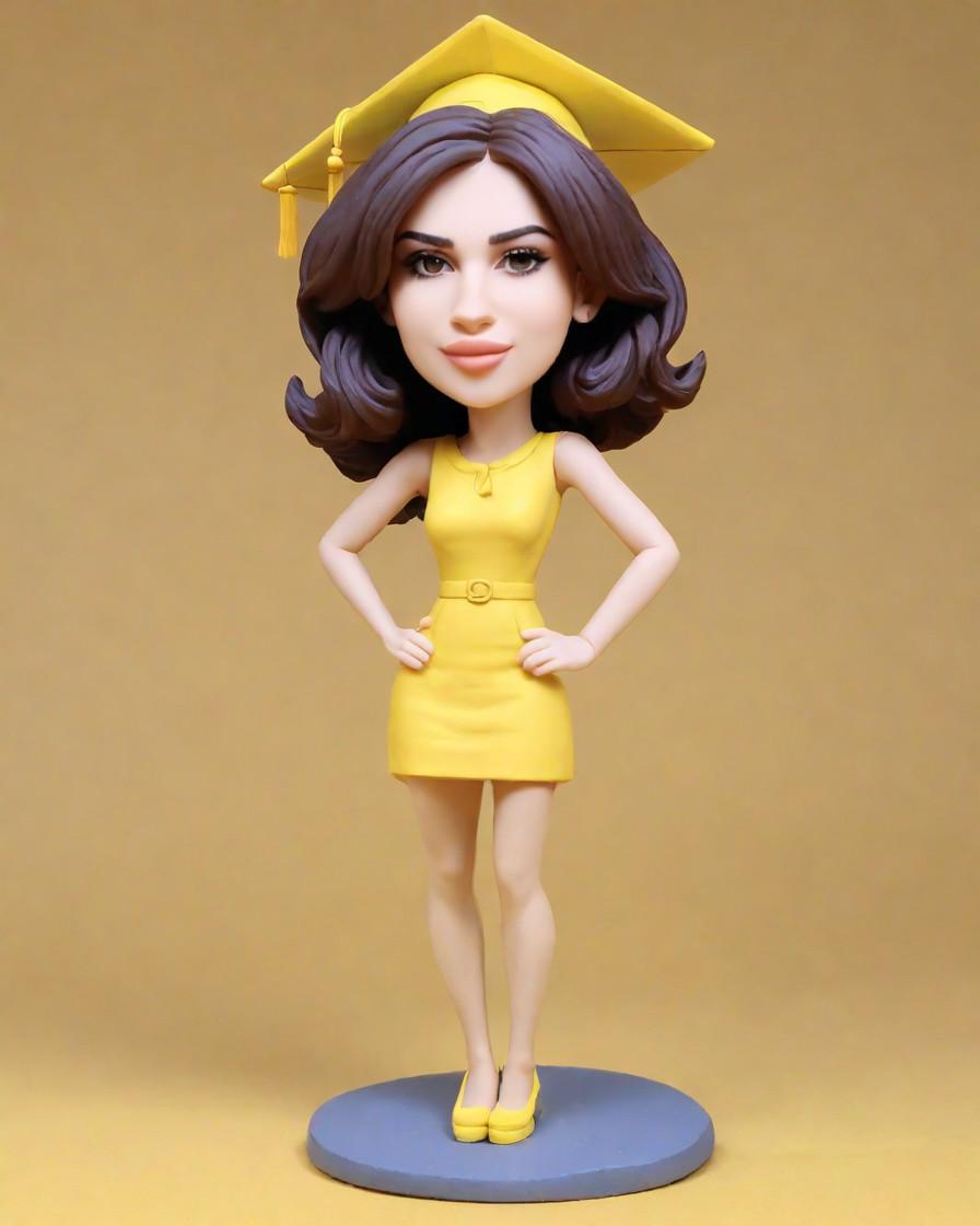 The Bobblehead Fanatic's Dream: Unboxing a Custom Yellow Dress Graduation Figurine,She Graduated in Style: A Social Media Star Shares Her Personalized Bobblehead Journey
