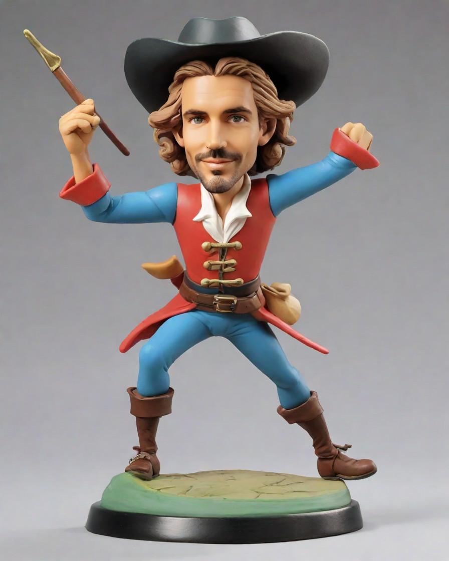 Discovering the Art of Bobblehead: A Musketeer's Modern Adventure,My Mini-Me in Musketeer Attire: A Social Media Showstopper!