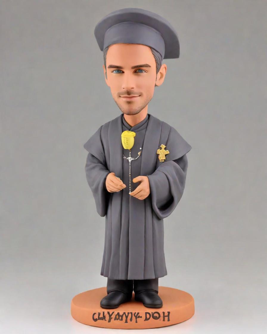 The Divine Bobble: Unveiling the Latest Trend in Personalized Figurines,He's Got the Moves Like a Preacher: My Dad's Mini-Me Bobblehead in Religious Attire