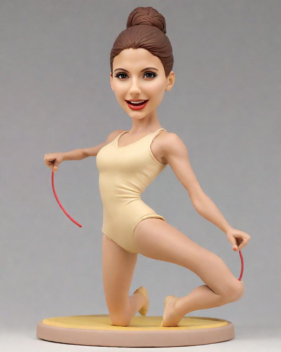 My Mini-Me Takes the Podium: A Fan's Journey with a Personalized Bobblehead,Her Rhythmic Leap into Fame: A Bobblehead Tribute to a Gymnast's Grace